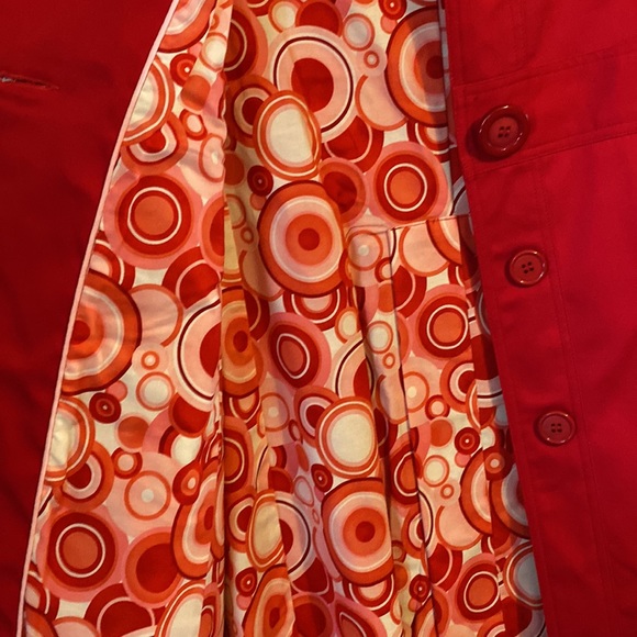 Robin Naylor Red Trench Coat, Size M - Picture 6 of 8